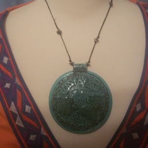 Aqua Boho Statement Necklace